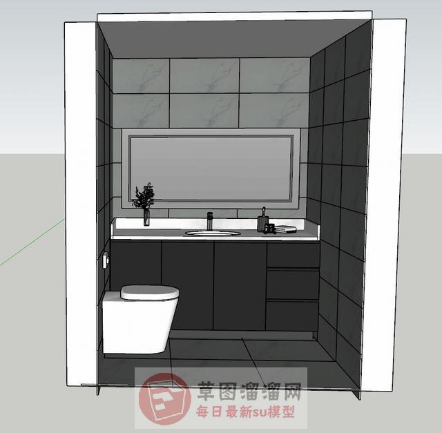 浴室柜马桶SU模型 1