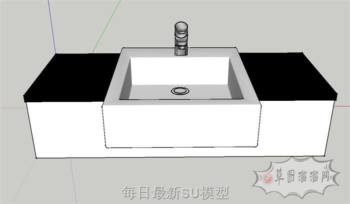 洗漱台洗手池SU模型 1