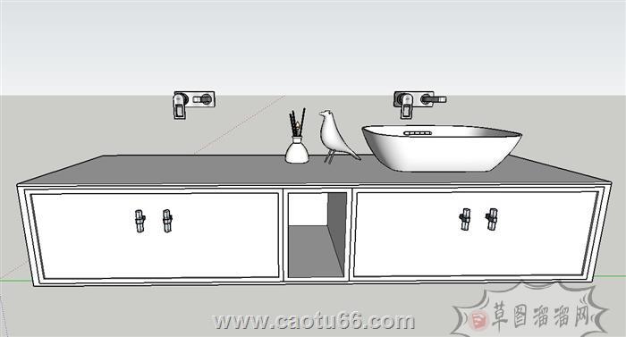 浴室柜洗漱台洗手池SU模型 1