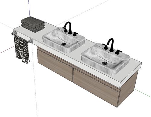 浴室柜洗手池SU模型 2