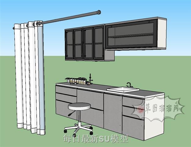 浴室柜浴室帘SU模型