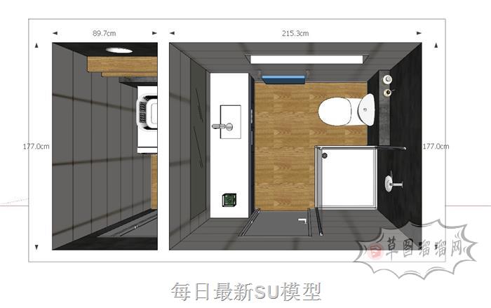 浴室卫生间淋浴房SU模型