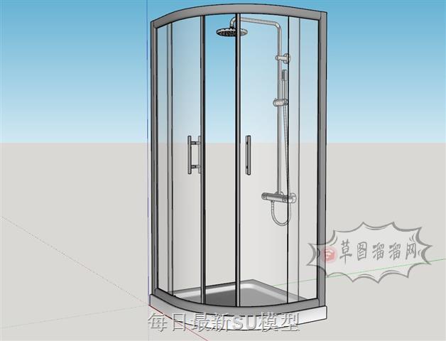 淋浴间玻璃隔断SU模型 1