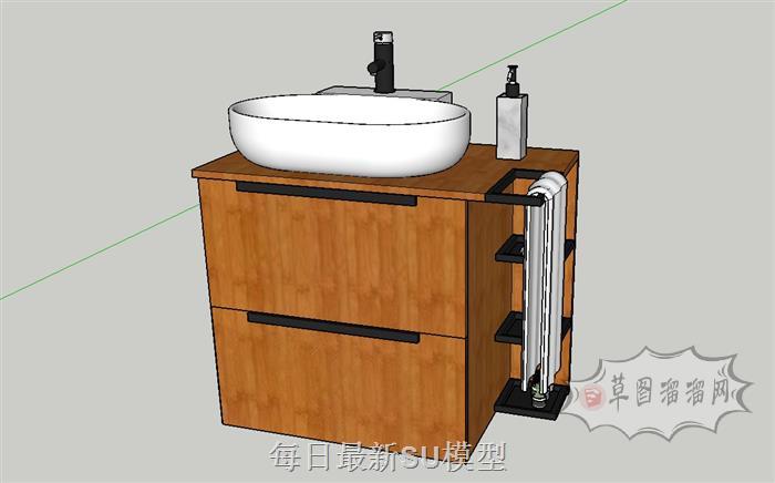 浴室柜洗手池洗漱台SU模型 1