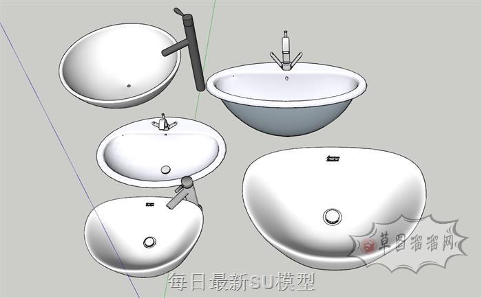 洗漱盆洗漱台浴室柜SU模型