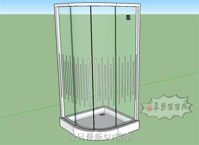 淋浴间玻璃隔断SU模型 1