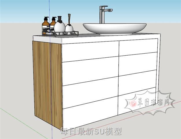 浴室柜洗漱池洗手台SU模型 1