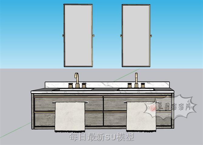 浴室柜洗手池SU模型 1