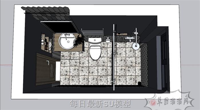 浴卫浴室间淋浴SU模型 1