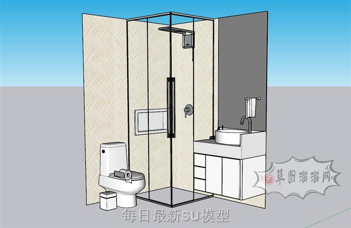 浴卫浴室柜马桶SU模型 1