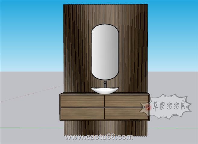 浴室柜浴室镜洗手池SU模型 1