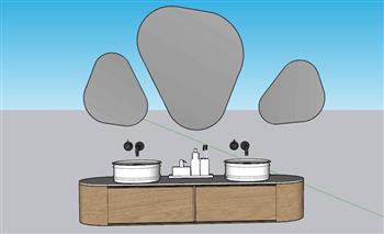 浴室柜洗手池SU模型 免费sketchup模型下载