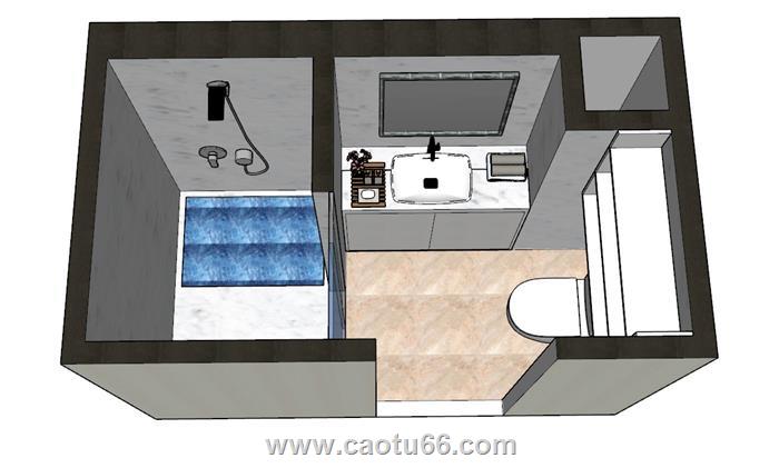 卫生间洗澡房浴室SU模型 1