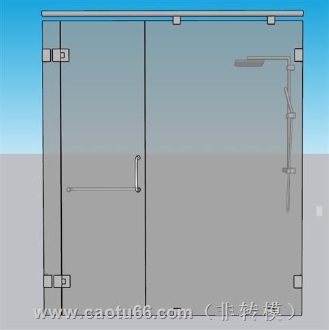 浴室玻璃门淋浴SU模型 1