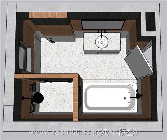浴室柜浴缸SU模型 1