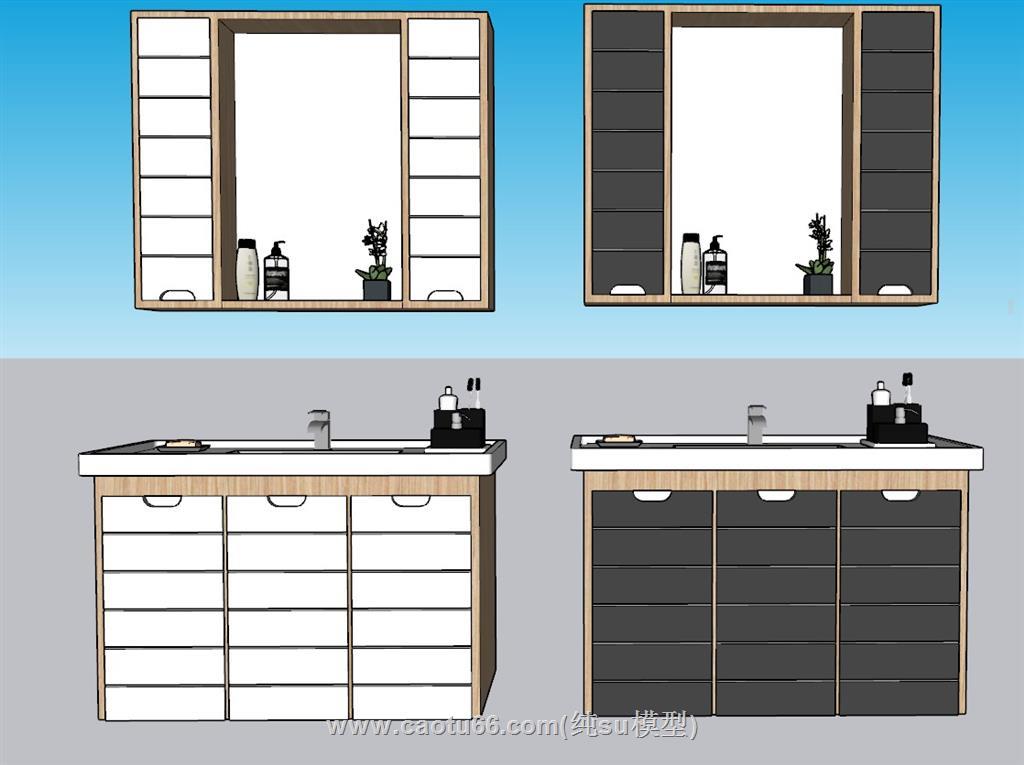 浴室柜洗簌台SU模型 1