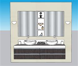 浴室柜洗手池台盆SU模型 免费sketchup模型下载