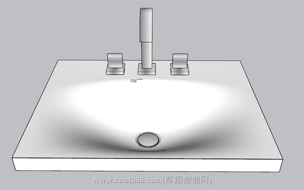 洗手池洗簌台台盆SU模型