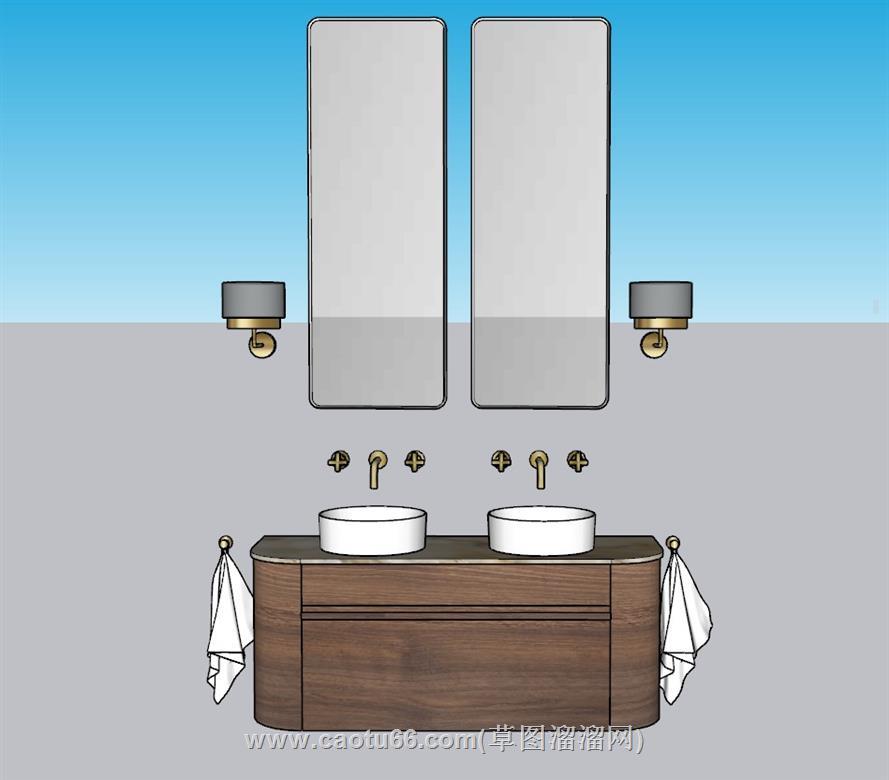 浴室柜洗手池SU模型 1