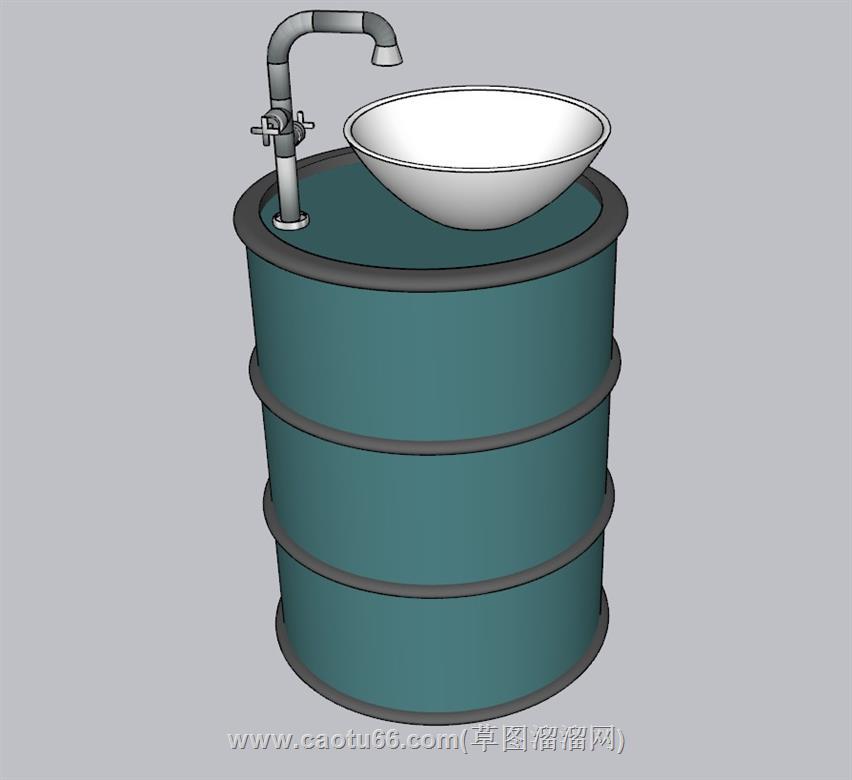工业风洗手盆台盆SU模型 1