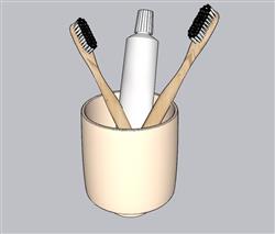 牙刷牙膏漱口杯SU模型 免费sketchup模型下载