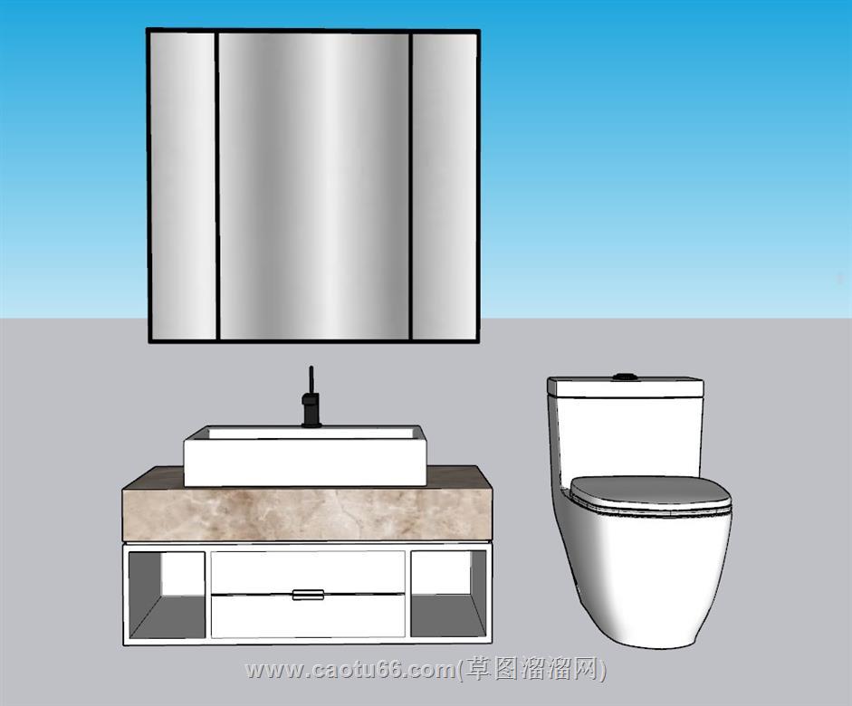 浴室柜马桶SU模型 1