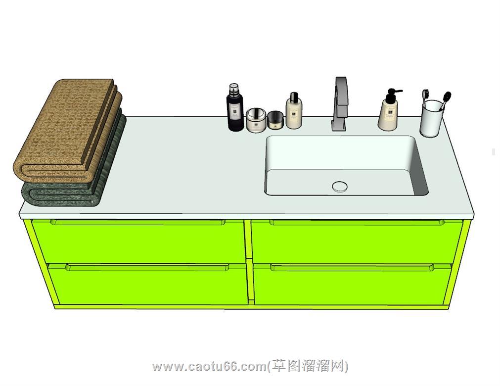 浴室柜洗手池SU模型 2