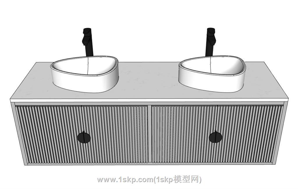 浴室柜洗手池SU模型 2