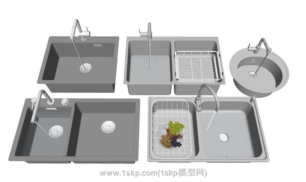 不锈钢洗手池洗菜盆SU模型 1