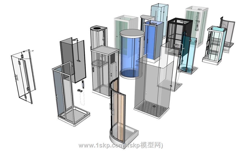 淋浴玻璃房SU模型 2